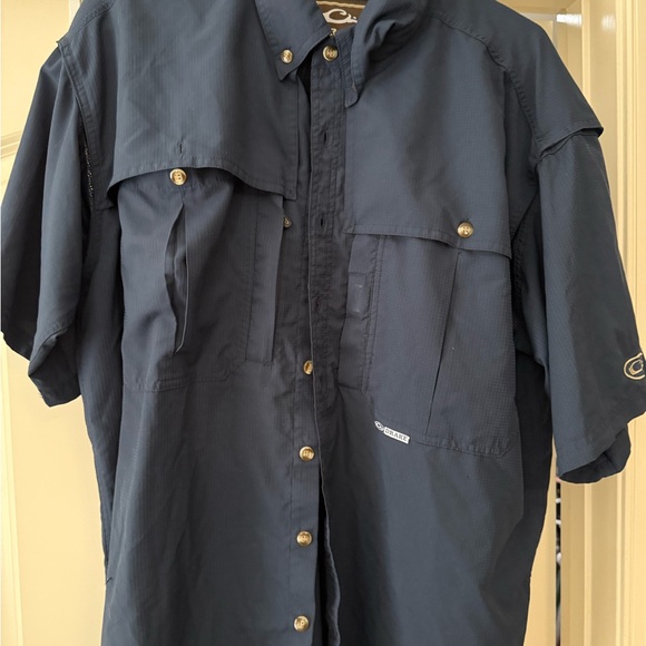 Drake Navy Casual Button Down Shirt - Picture 1 of 1